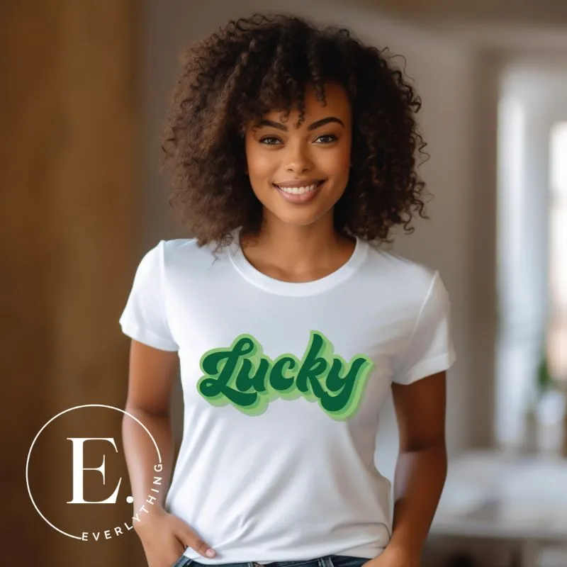 Lucky Saint Patrick's Day Retro Lettering PNG Sublimation Design