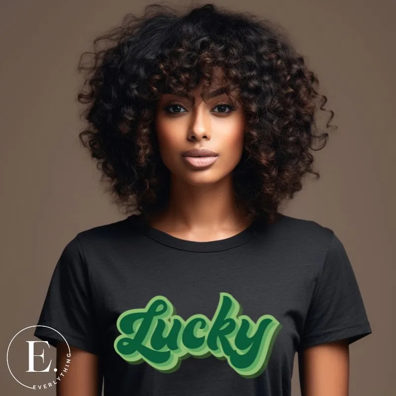 Lucky Saint Patrick's Day Retro Lettering PNG Sublimation Design