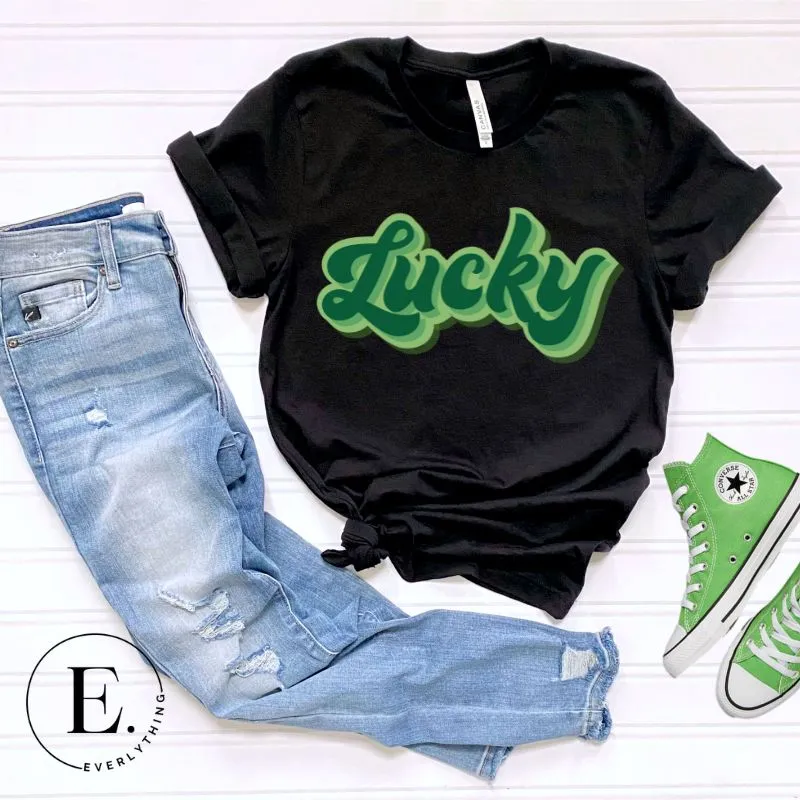 Lucky Saint Patrick's Day Retro Lettering PNG Sublimation Design