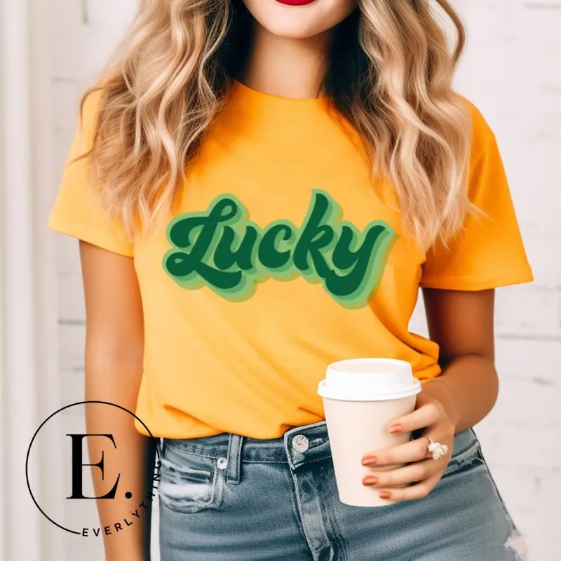 Lucky Saint Patrick's Day Retro Lettering PNG Sublimation Design