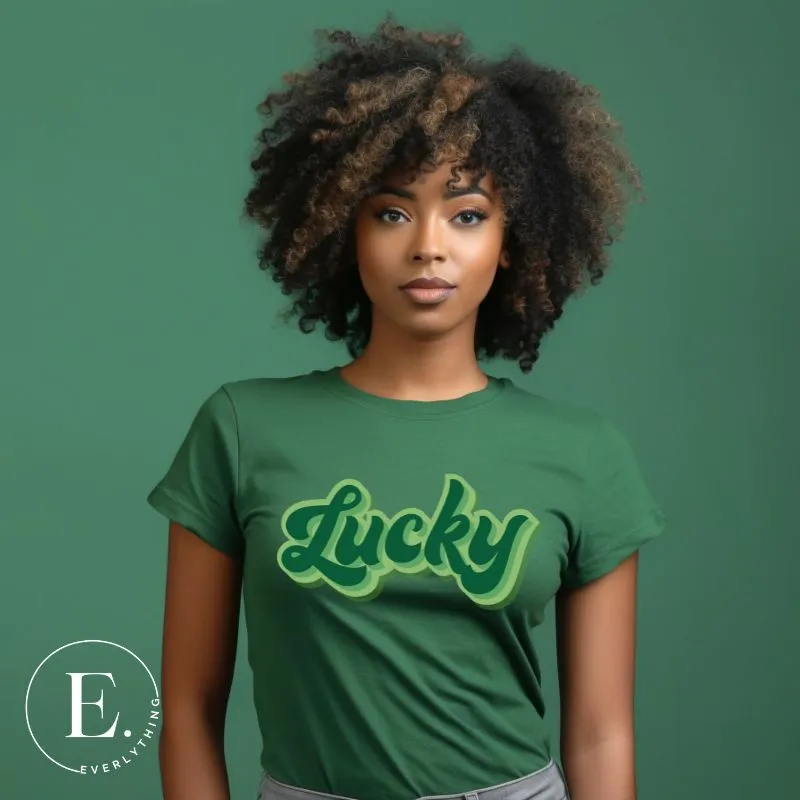 Lucky Saint Patrick's Day Retro Lettering PNG Sublimation Design