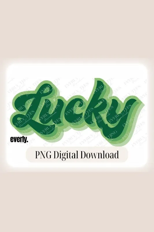 Lucky Saint Patrick's Day Retro Lettering PNG Sublimation Design