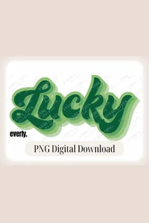 Lucky Saint Patrick's Day Retro Lettering PNG Sublimation Design