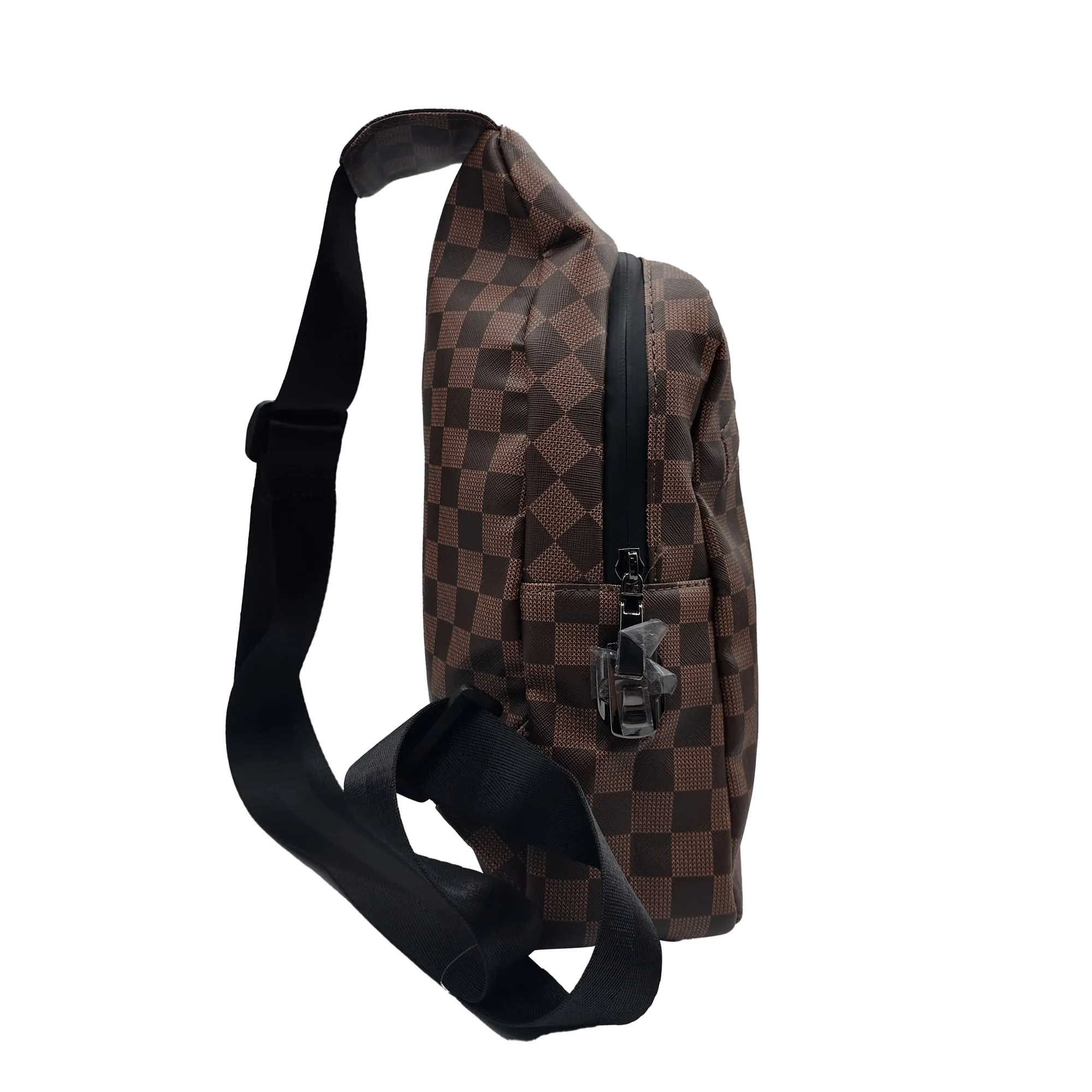 PREMIUM SAFFIANO LEATHER SHOULDER BAG l BROWN SQUARES