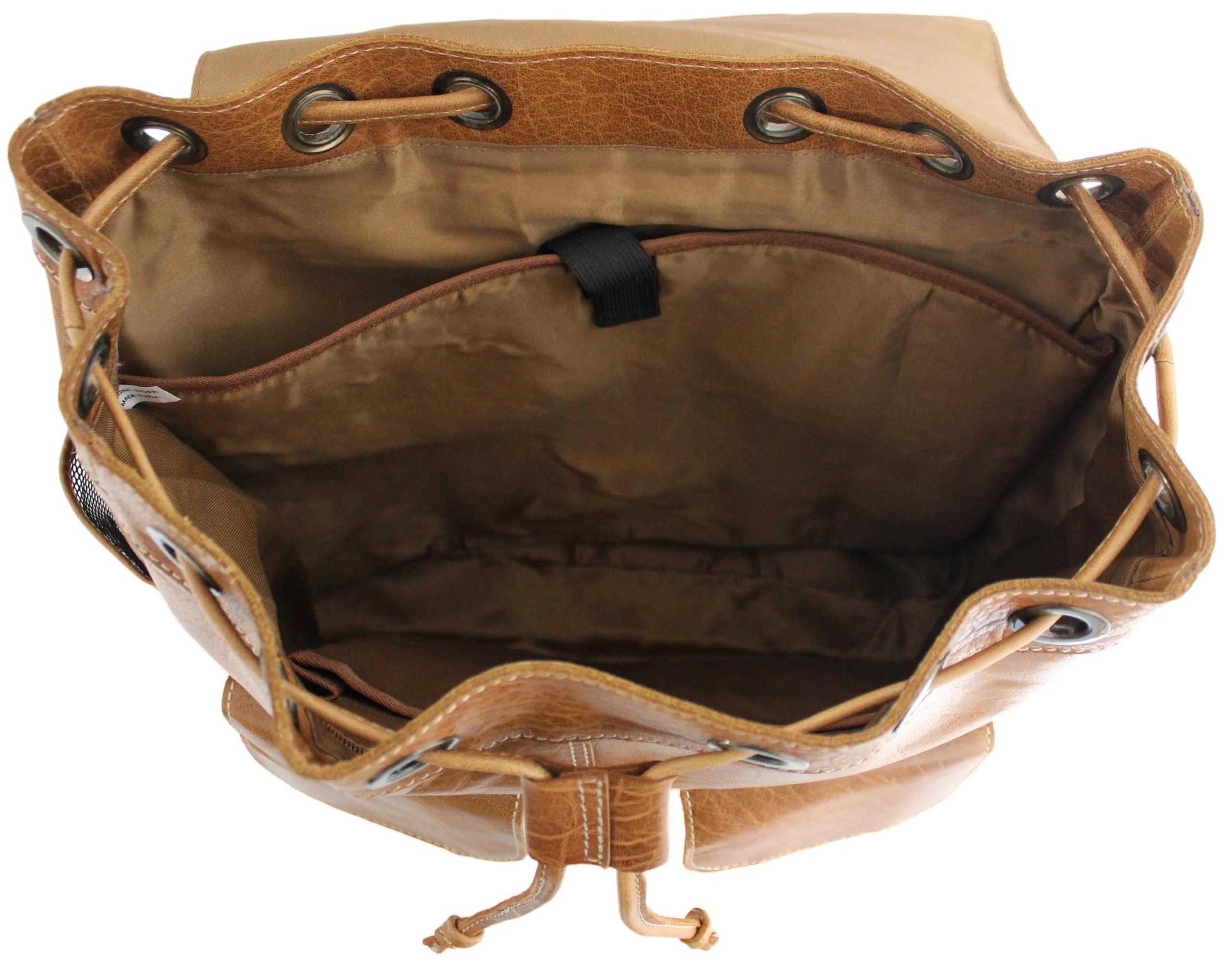 Quality Full Grain Leather Back Pack. Colours: Honey, Hunter or Brown. Style No: MR504102. .