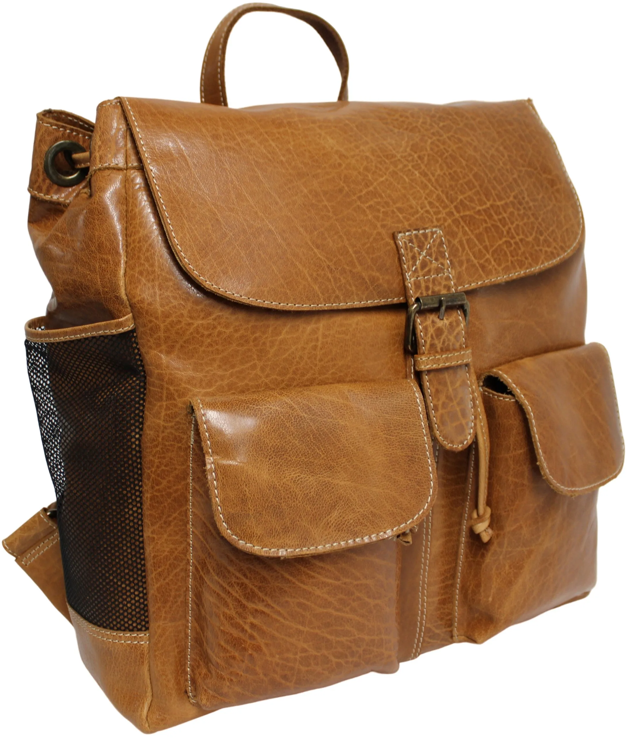 Quality Full Grain Leather Back Pack. Colours: Honey, Hunter or Brown. Style No: MR504102. .