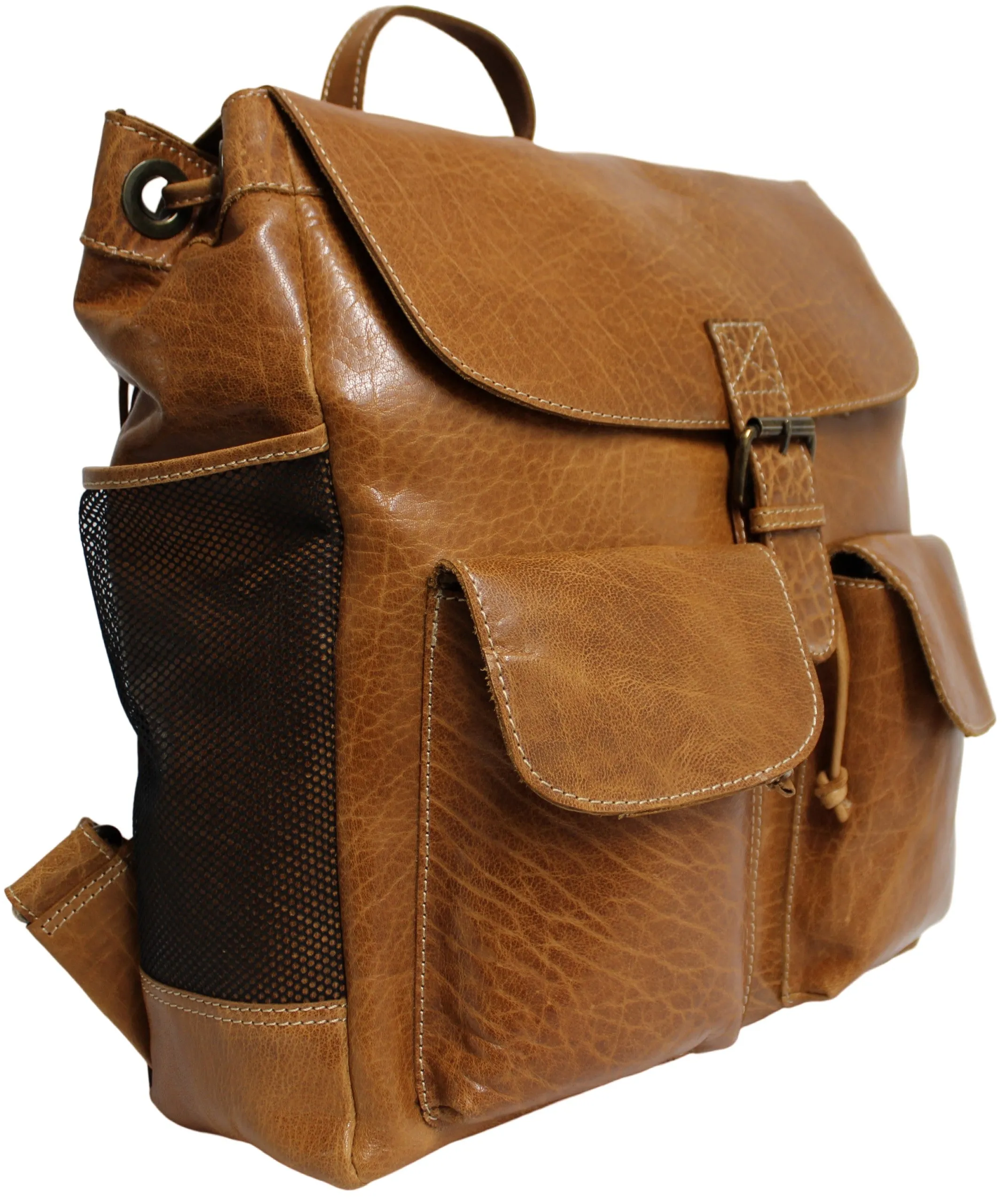 Quality Full Grain Leather Back Pack. Colours: Honey, Hunter or Brown. Style No: MR504102. .