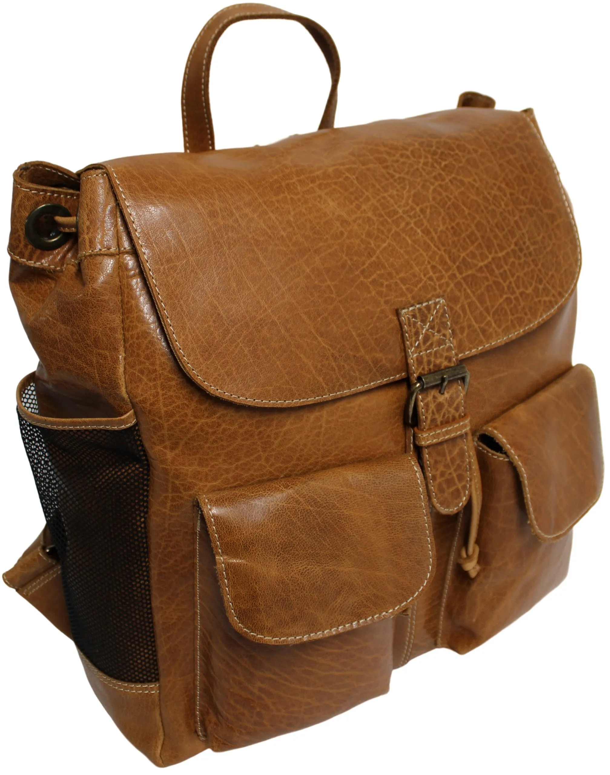 Quality Full Grain Leather Back Pack. Colours: Honey, Hunter or Brown. Style No: MR504102. .
