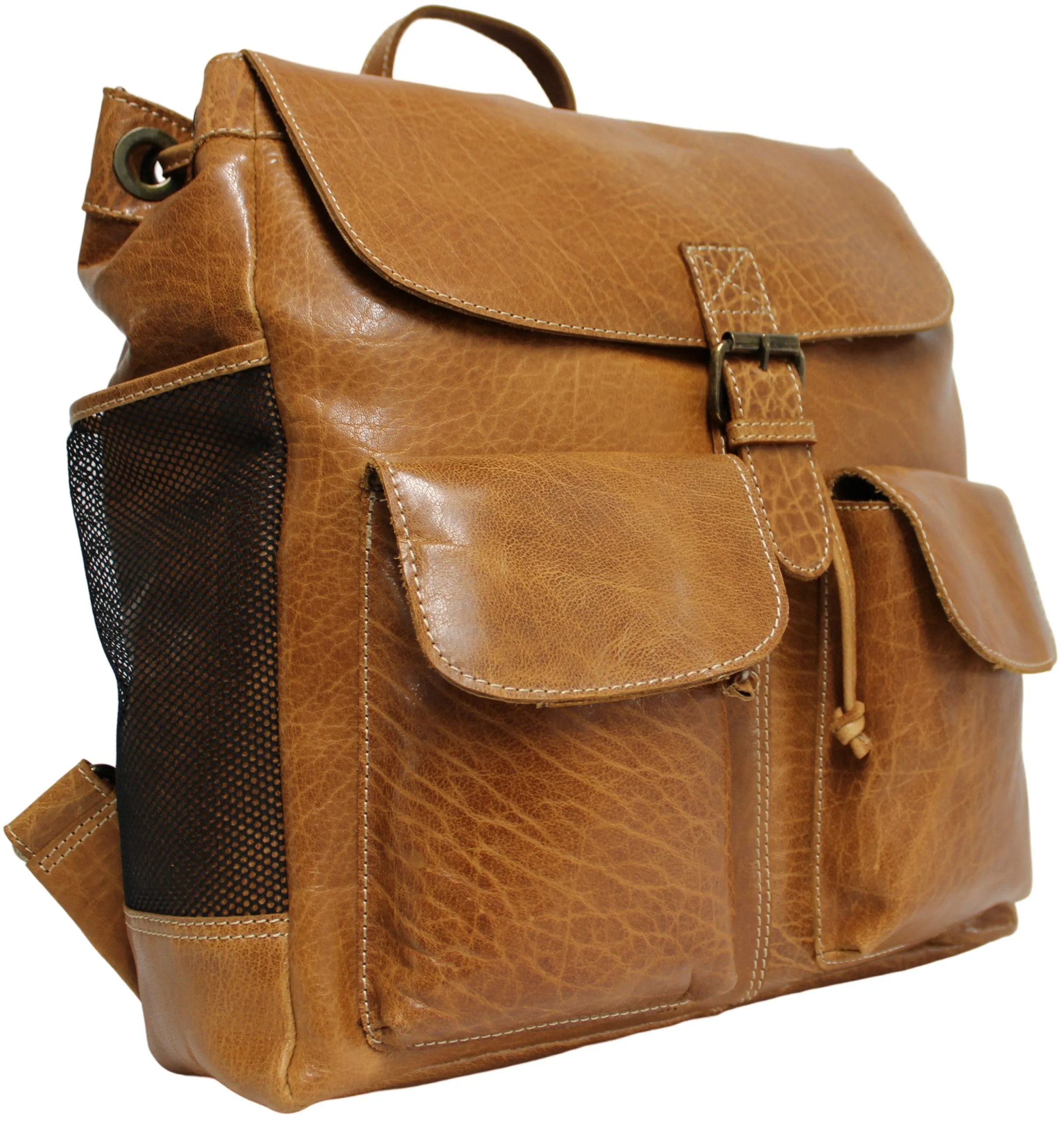 Quality Full Grain Leather Back Pack. Colours: Honey, Hunter or Brown. Style No: MR504102. .