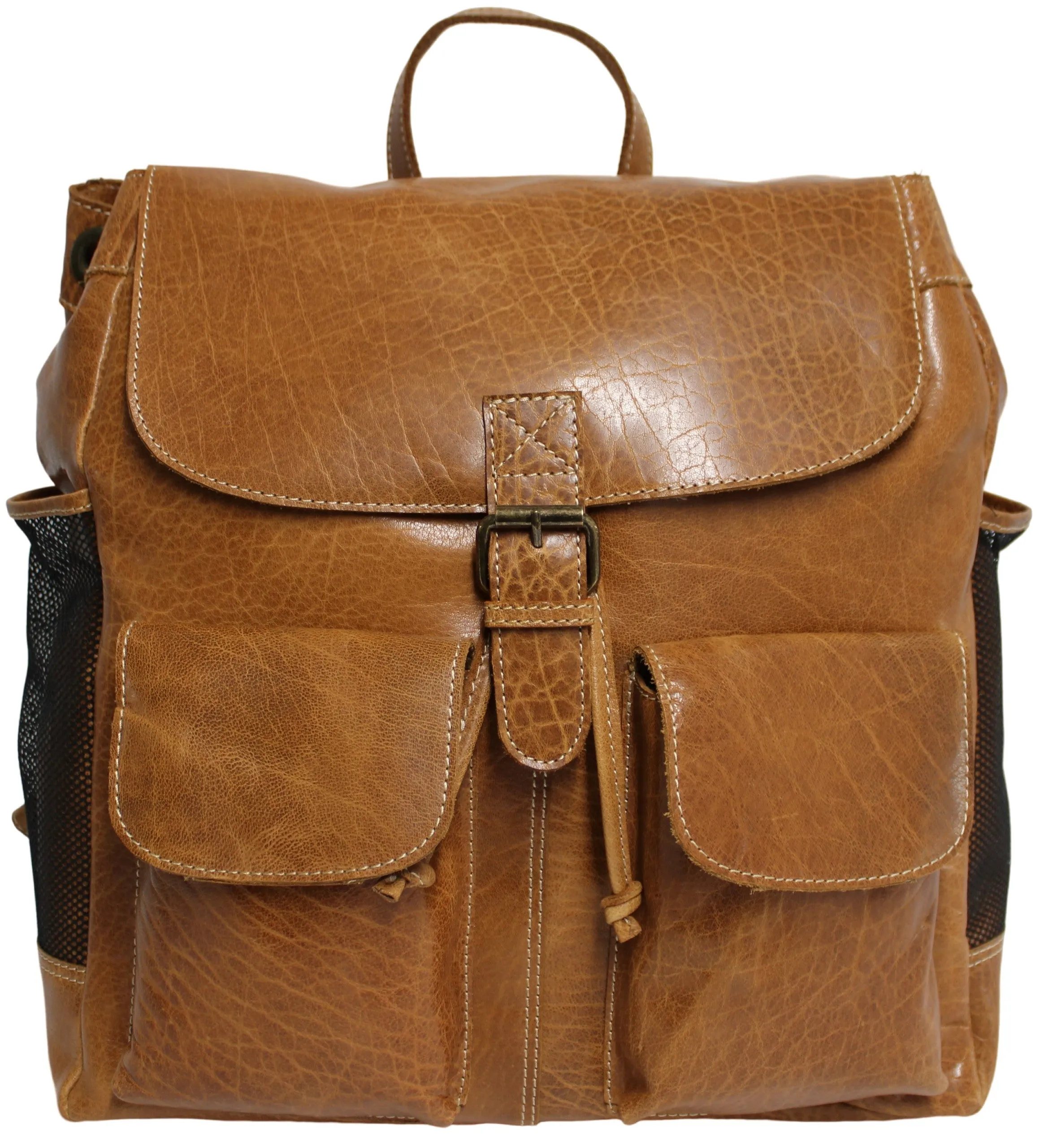 Quality Full Grain Leather Back Pack. Colours: Honey, Hunter or Brown. Style No: MR504102. .