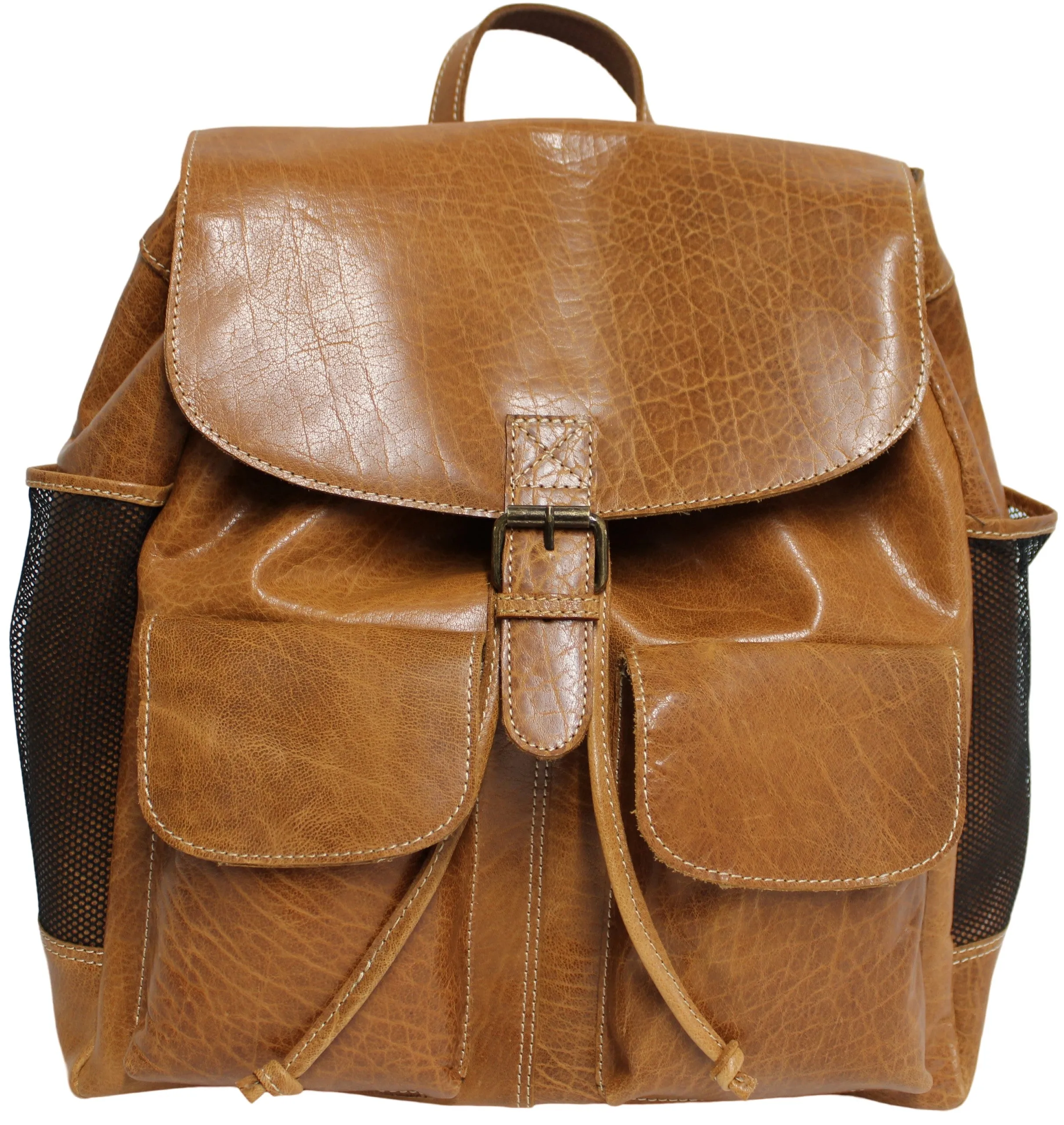 Quality Full Grain Leather Back Pack. Colours: Honey, Hunter or Brown. Style No: MR504102. .