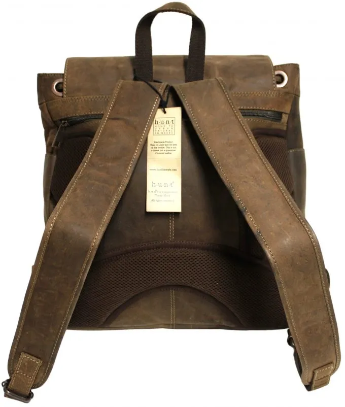 Quality Full Grain Leather Back Pack. Colours: Honey, Hunter or Brown. Style No: MR504102. .