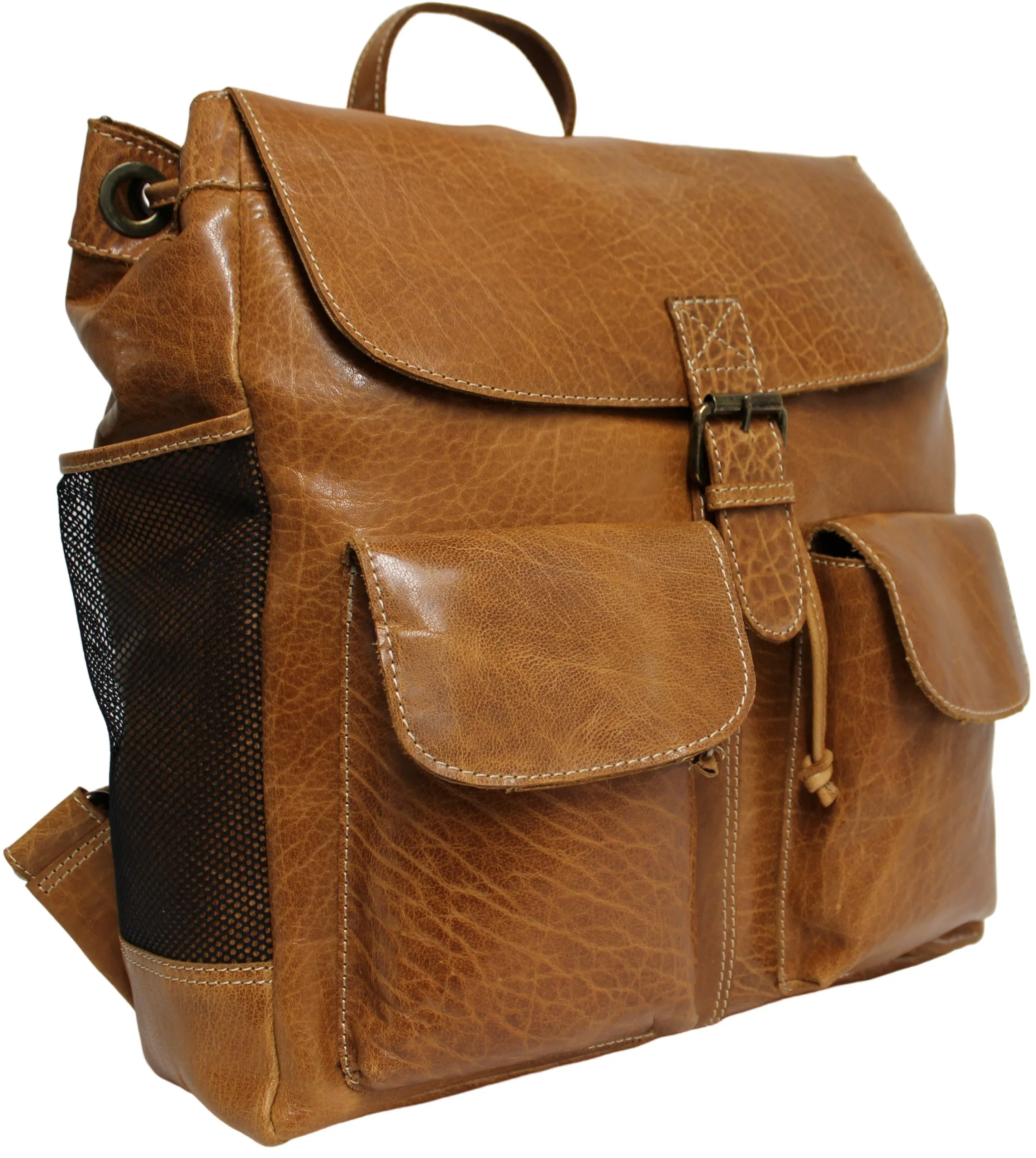Quality Full Grain Leather Back Pack. Colours: Honey, Hunter or Brown. Style No: MR504102. .
