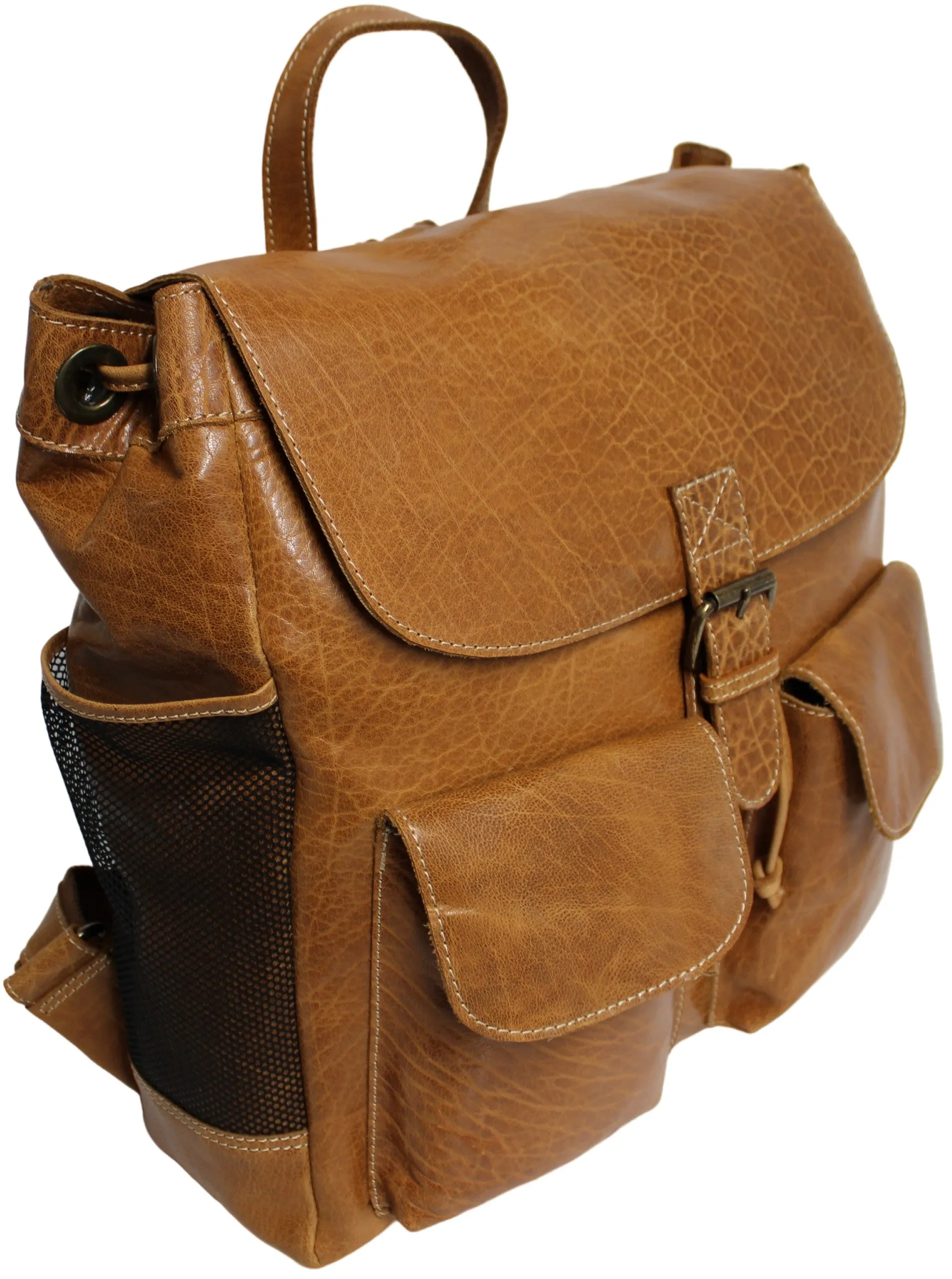 Quality Full Grain Leather Back Pack. Colours: Honey, Hunter or Brown. Style No: MR504102. .
