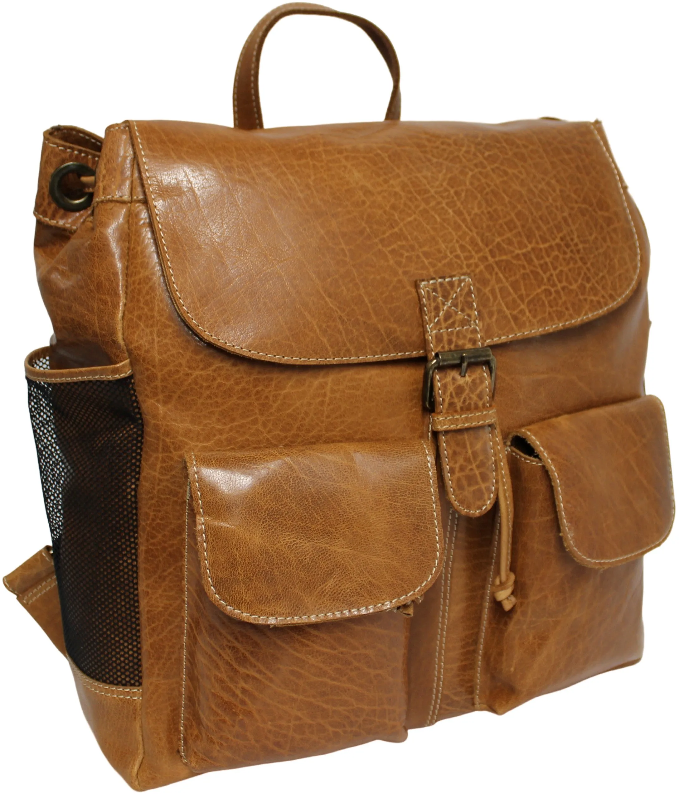 Quality Full Grain Leather Back Pack. Colours: Honey, Hunter or Brown. Style No: MR504102. .