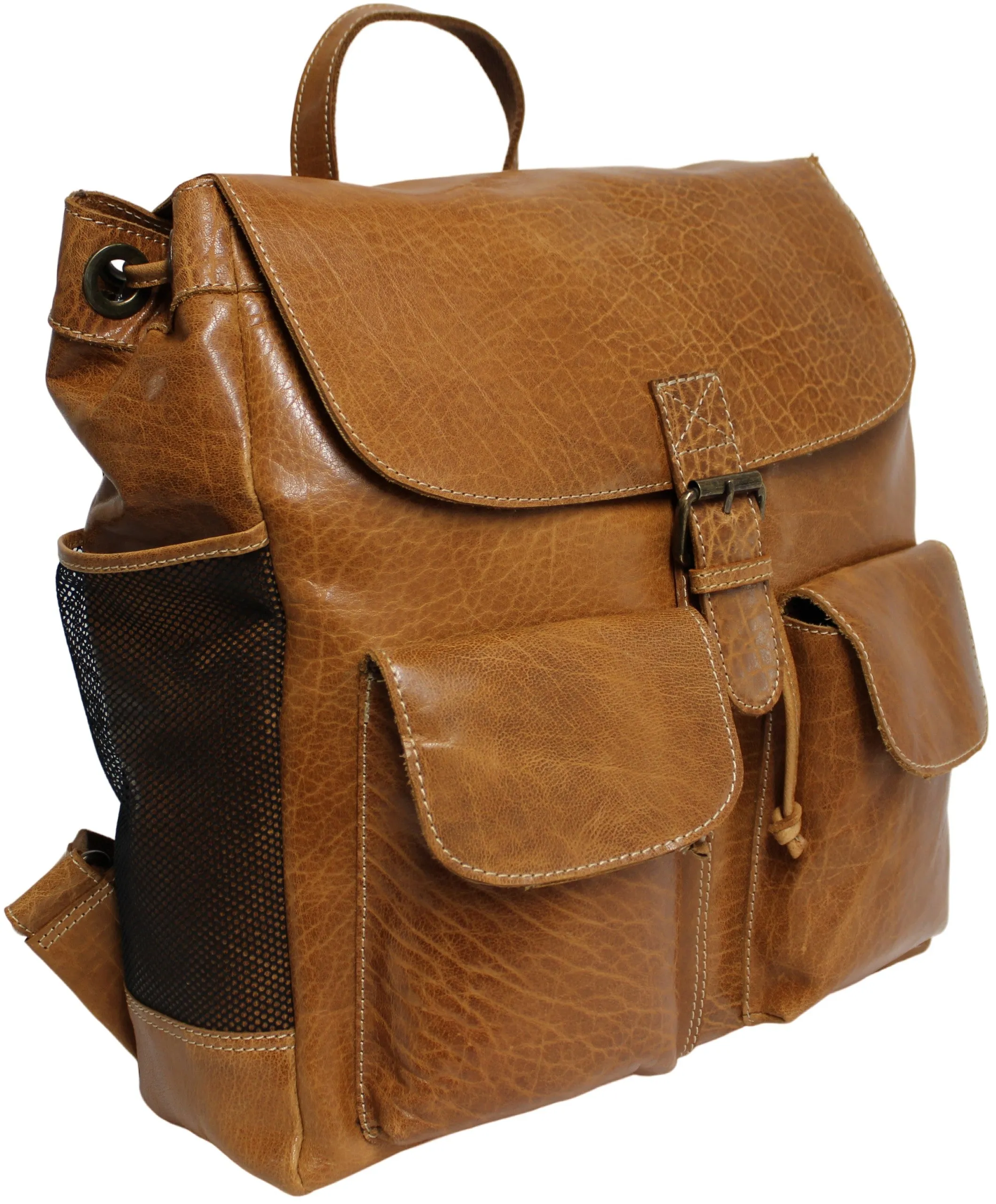 Quality Full Grain Leather Back Pack. Colours: Honey, Hunter or Brown. Style No: MR504102. .