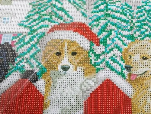 "Christmas Pups" Crystal Art 40x50cm Canvas