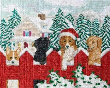 "Christmas Pups" Crystal Art 40x50cm Canvas
