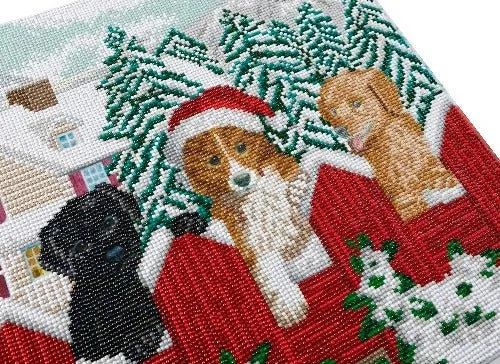 "Christmas Pups" Crystal Art 40x50cm Canvas