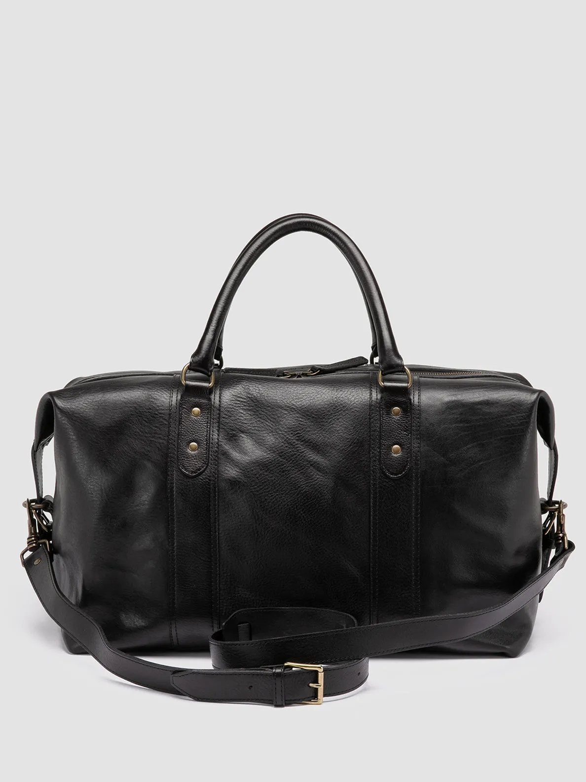 RARE 045 - Black Leather Travel Bag