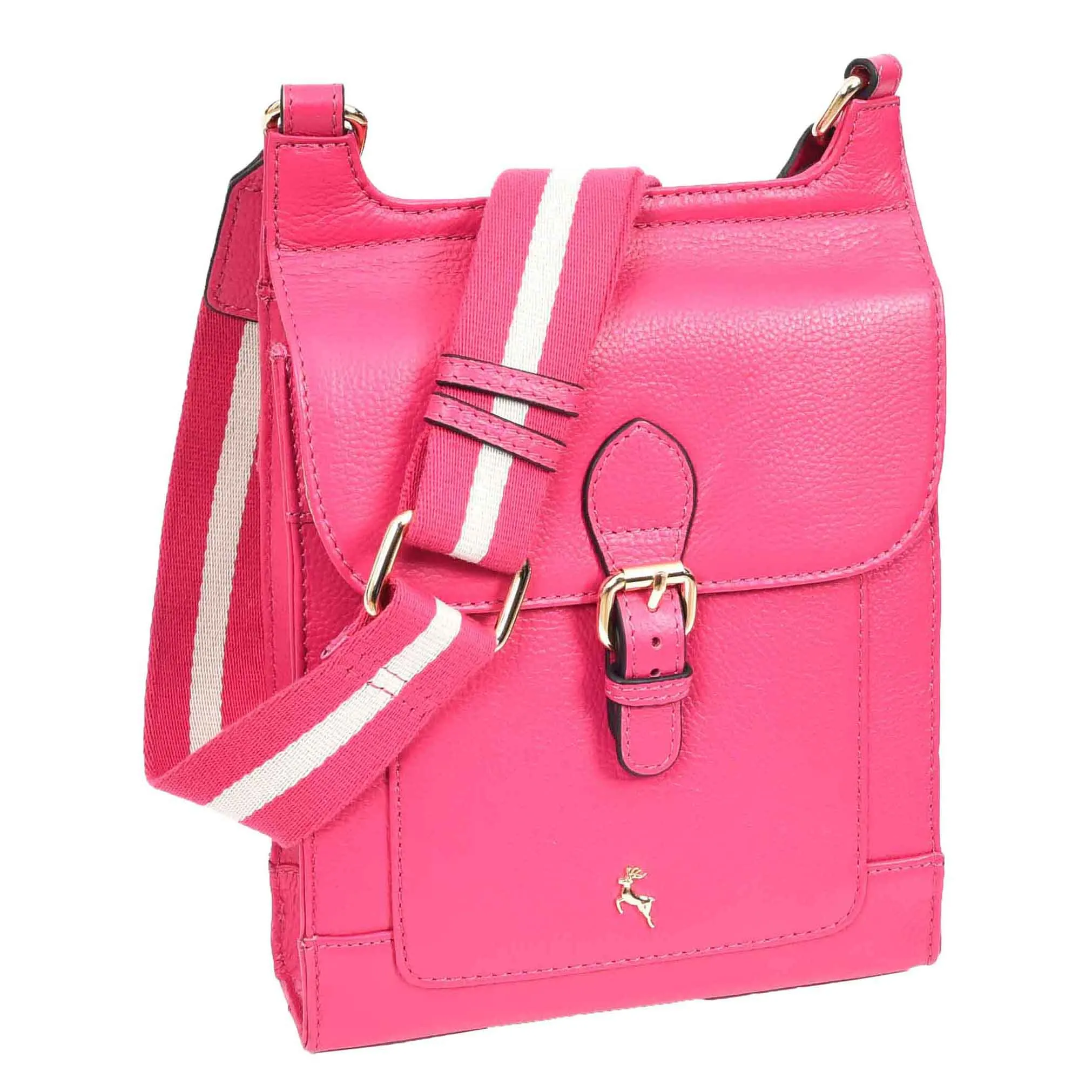 Real Leather Crossbody Bag Women's Casual Style Messenger Xela Pink