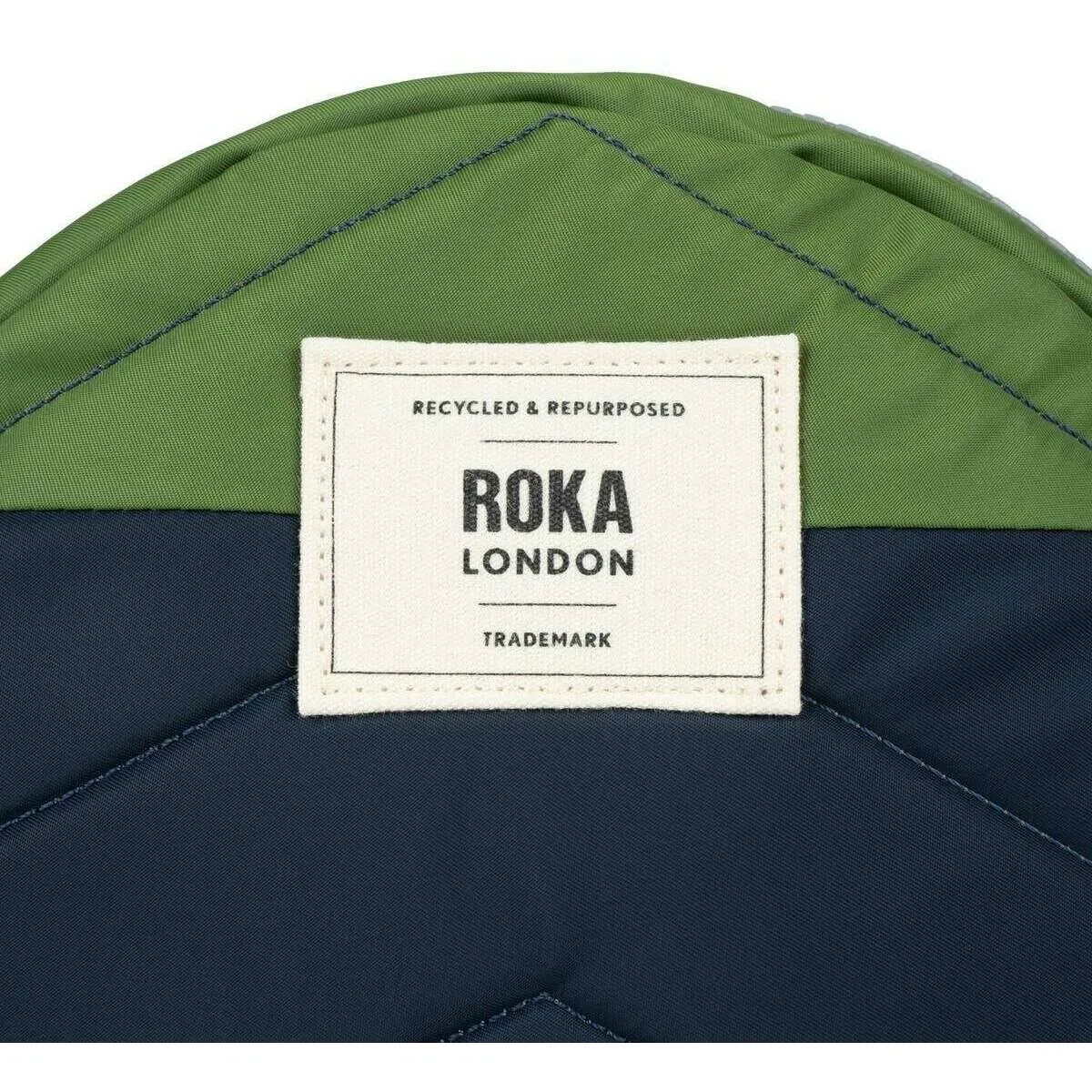 Roka Paddington B Creative Waste Two Tone Recycled Nylon Crossbody Bag - Midnight Blue/Avocado Green