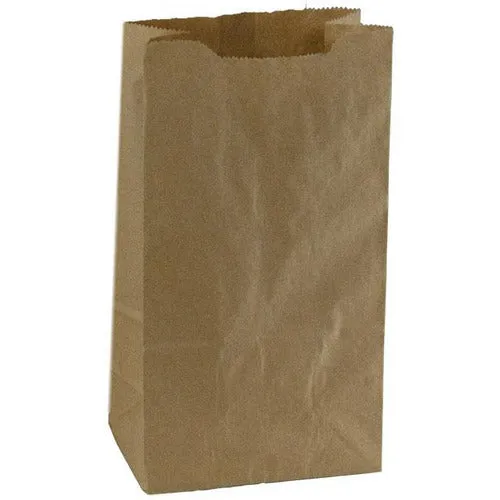 Self-Opening Style Brown Kraft Paper Shopping Bags. - 5.00" x 3.00" x 10.00"