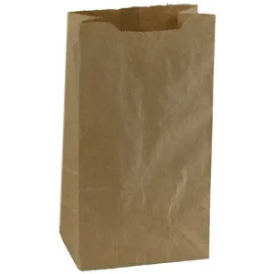Self-Opening Style Brown Kraft Paper Shopping Bags. - 5.00" x 3.00" x 10.00"