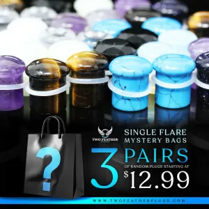 Single Flare Mystery Bag - 3 Pairs of Random Single Flare Plugs - PBGBSING