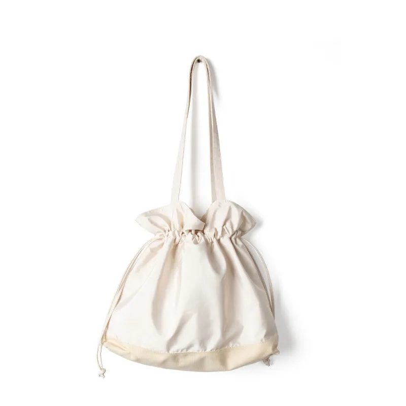 Sohiwoo Drawstring Large Capacity Tote Bag Durable Lightweight Shoulder Bag Practical Commuter Bag
