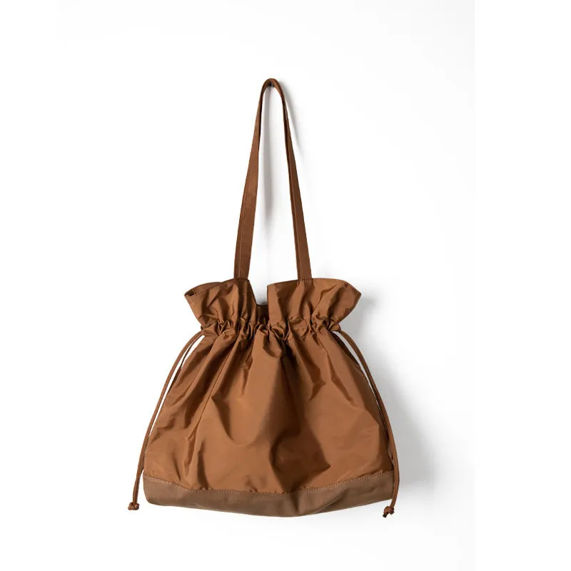 Sohiwoo Drawstring Large Capacity Tote Bag Durable Lightweight Shoulder Bag Practical Commuter Bag