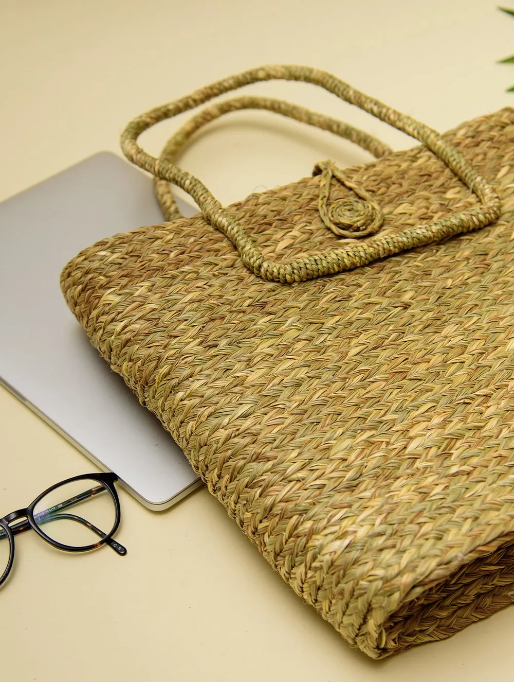The India Craft House Sabai Grass Handmade Utility Tote Bag