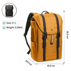 Tomtoc Flap Backpack | 17L Lightweight, Water-Resistant | Fits 13-16" MacBook | Yellow & Black