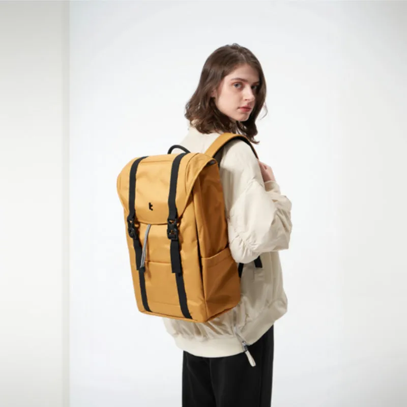 Tomtoc Flap Backpack | 17L Lightweight, Water-Resistant | Fits 13-16" MacBook | Yellow & Black